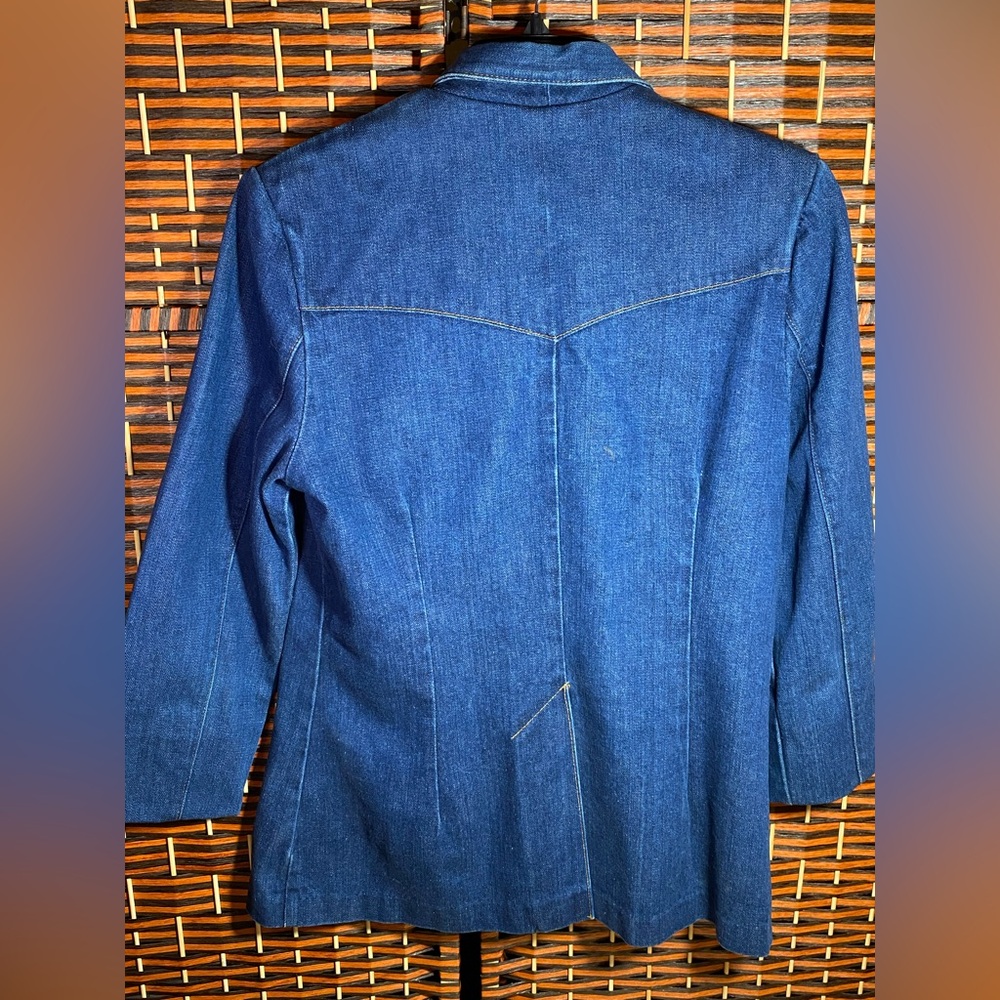 Vintage Wrangler Maverick Denim Blazer USA Made Western Jacket Size 14 - Picture 8 of 9